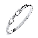 Silversmiths Sterling Silver Gents Solid Hook Bangle—sleek, twisted design; a great gift for your husband.