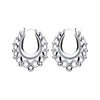 36.7mm sterling silver Gypsy Creole hoop earrings feature spiked edges and distinctive patterned detailing.