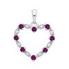 Sterling silver heart pendant with simulated amethyst and cubic zirconia, designed in an open heart shape.
