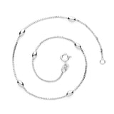 Sterling Silver Beaded Box Chain Anklet
