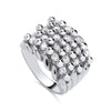 Silversmiths men’s sterling silver ring featuring three rows of cubic zirconia in a clustered arrangement.