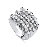 Silversmiths men’s sterling silver ring featuring three rows of cubic zirconia in a clustered arrangement.