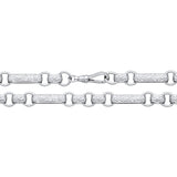 Sterling silver 9mm oblong belcher chain necklace with engraved links and a secure hook clasp.