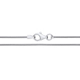 A 1.2mm sterling silver snake chain necklace with a lobster clasp is shown against a white background.