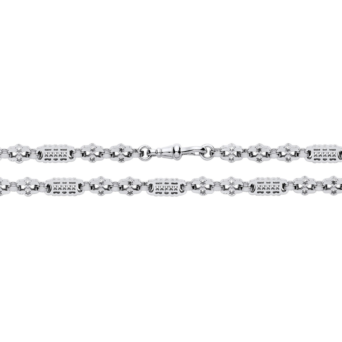 Sterling silver star and bar chain necklace, 5.25mm wide, with a modern minimalist lobster clasp.