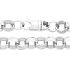 A 12.5mm sterling silver patterned Belcher chain necklace with a lobster clasp shown on a white background.