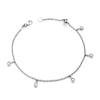 Sterling Silver CZ Adjustable Anklet - Heart Toggle