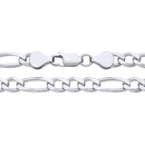 Sterling silver Figaro chain necklace by Silversmiths, 5.6mm wide with oval and round links and a lobster clasp.