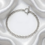 Silversmiths Sterling Silver bracelet featuring a 4mm T-Bar Belcher chain, shown in a simple, clear presentation.