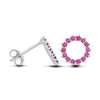 Silversmiths sterling silver stud earrings featuring a circular simulated ruby design.