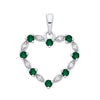 Silversmiths sterling silver heart pendant featuring simulated emerald and cubic zirconia, fits most standard chains.
