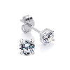 Sterling silver stud earrings with 4mm round cubic zirconia, displayed against a white background.