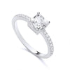 Sterling silver ring features a cushion-cut cubic zirconia solitaire set on a slim, polished silver band.