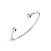 A sterling silver Maidens Torque bangle with 2.5mm round ends is displayed on a plain white background.
