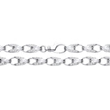 An 8mm sterling silver tulip chain necklace with a cubic zirconia pattern is displayed on a white background.