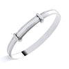Silversmiths sterling silver expanding baby bangle with a beaded edge, suitable for stacking.