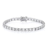 Sterling silver tennis bracelet with 5mm round cubic zirconia stones and a secure clasp closure.