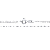 This is a Silversmiths 1.5mm sterling silver Figaro chain necklace with a spring ring clasp and a rectangular tag.