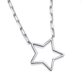 Sterling silver paperclip chain by Silversmiths featuring an open star pendant.