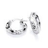 Sterling silver hoop earrings, 17.5mm with a diamond cut twist design and latch-back closures by Silversmiths.