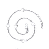 Sterling Silver Rolo Heart Anklet with 1 Inch Extender