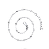 Sterling Silver Beaded Rolo Anklet with 1 Inch Extender