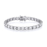 A Silversmiths sterling silver tennis bracelet with 6mm round cubic zirconia is displayed on a white background.
