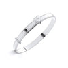 Sterling Silver Expanding Baby Bangle With Beaded Edge & Cubic Zirconia Heart