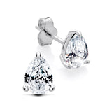 Silversmiths sterling silver stud earrings with 7x5mm teardrop-shaped cubic zirconia stones.