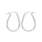 Silversmiths Sterling Silver plain oval hoop earrings, 20.5mm, with secure latch-back closures.