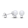 Silversmiths sterling silver drop earrings with simulated pearls and cubic zirconia, displayed from two angles.