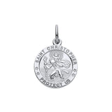 Sterling Silver 22.5mm St Christopher Protect Us Pendant