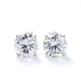 Silversmiths sterling silver stud earrings feature 7mm round cubic zirconia stones in a simple, classic style.