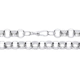 An 11.5mm sterling silver patterned Belcher chain necklace is displayed on a plain white background.