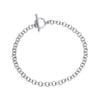 A Silversmiths Sterling Silver 4mm T-Bar Belcher Bracelet with round links displayed in a circle on a white background.