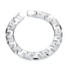 Silversmiths’ sterling silver men’s patterned cast link bracelet displayed on a plain white background.