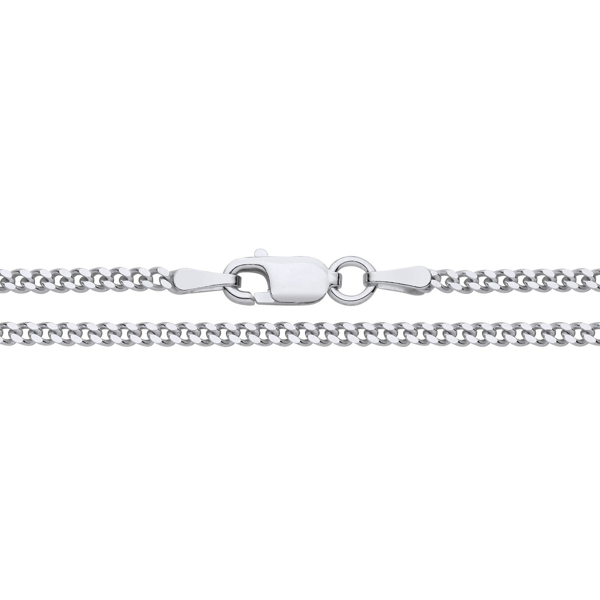 A 2.2mm sterling silver curb chain necklace with a lobster clasp shown on a white background.