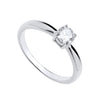 Sterling silver ring by Silversmiths featuring a round cubic zirconia in a classic solitaire claw setting.