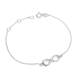 Silversmiths adjustable sterling silver infinity station bracelet with a minimalist design.