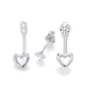 Sterling silver heart ear jackets feature cubic zirconia accents and have an adjustable fit.