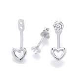 Sterling silver heart ear jackets feature cubic zirconia accents and have an adjustable fit.
