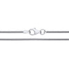 A 1.6mm sterling silver snake chain necklace with a lobster clasp, shown close up on a white background.