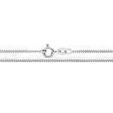 A 1.2mm sterling silver curb chain necklace with a circular spring ring clasp is shown on a white background.