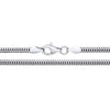A 2.5mm sterling silver snake chain necklace with a lobster clasp is displayed straight on a white background.