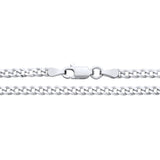 Silversmiths 3mm sterling silver super flat curb chain with lobster clasp shown close-up on a plain white background.