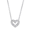 Sterling silver double heart necklace by Silversmiths featuring natural diamonds.