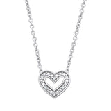 Sterling silver double heart necklace by Silversmiths featuring natural diamonds.