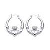 Silversmiths 30mm sterling silver Claddagh Creole hoop earrings displayed against a white background.