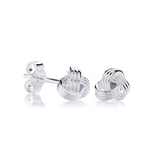 Silversmiths 5.5mm sterling silver knot stud earrings with polished finish shown on a white background.