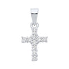Sterling silver cross pendant by Silversmiths with a cluster setting and sparkling cubic zirconia accents.